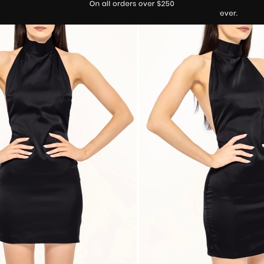 HEIRESS BEVERLY HILLS - SILK BACKLESS HALTER MINI DRESS